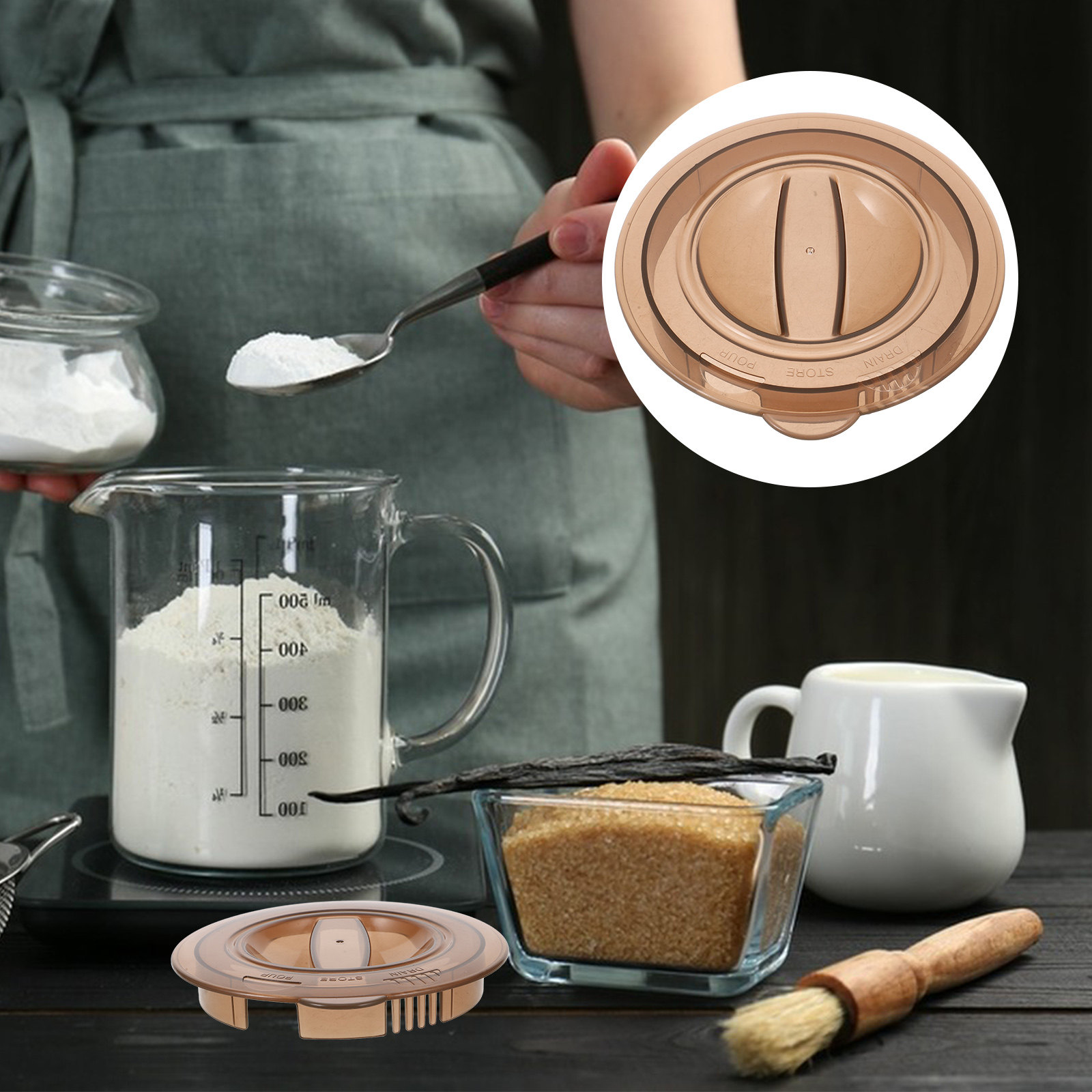 Kitchen Baking Soda - غطاء بلاستيكي بديل لكوب القياس الزجاجي،