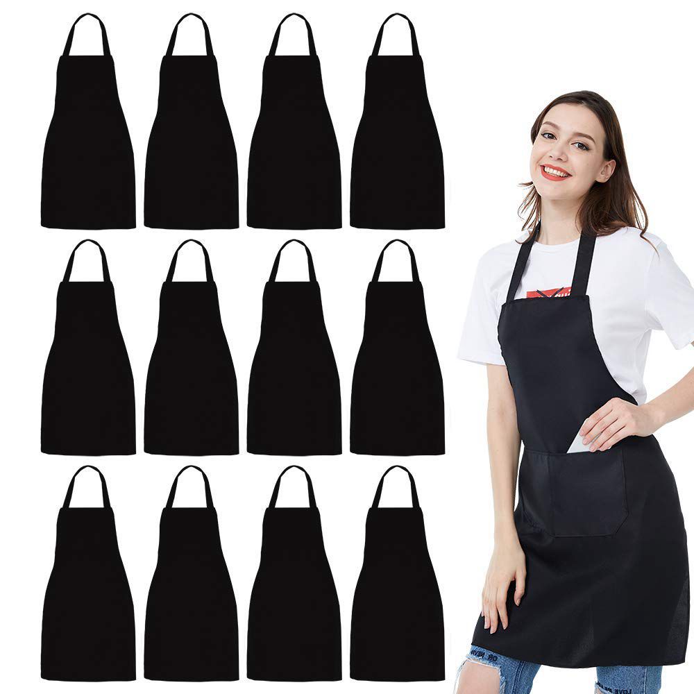 Kitchen Baking Drawing - 12 حزمة المريله المئزر-للجنسين الأسود ساحة
