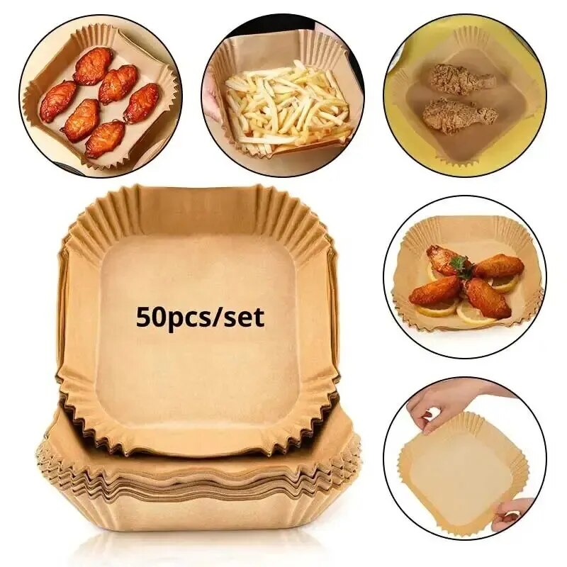 Kitchen Paper For Baking - 50 قطعة من أوراق القلي بالهواء