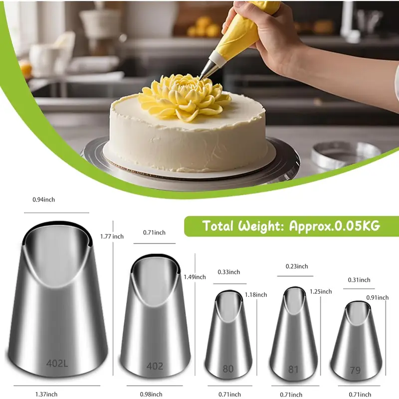 مجموعة من 5 قطع من فوهات التزي - مراجعة Kitchen Baking Store وسعره